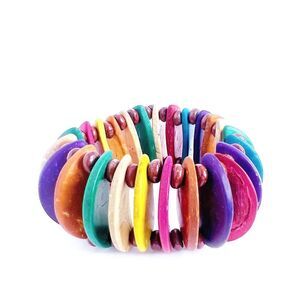 Colorful Coconut Shell Bracelet Rainbow Multicolored Vacation Summer Ibiza